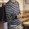 马登工装 美式休闲海浪立体条纹T恤撞色圆领插肩袖针织打底衫男秋 商品缩略图1