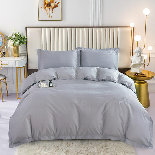 【紫韵家纺】“倾城之恋”全棉阳绒床饰套件（灰）/ZY-TG1662 商品图0