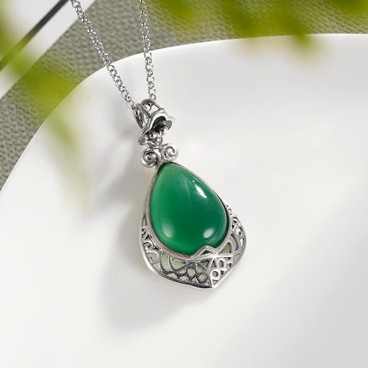 子佩集S925银【归梦绕】玉髓吊坠【CY964218】（不含链）绿玉髓水滴形2311 商品图2