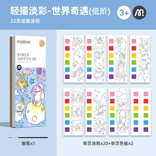  双12抢先购！【自带水彩！沾水即画】弥鹿儿童水粉涂鸦绘本，公主画画涂色本幼儿园宝宝便捷填色画，小巧便携 走哪都能画，趣味书签 艺术值满满 商品图8