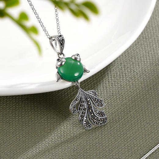子佩集S925银【春烟水暖】吊坠【FLB1270】（不含链）绿玉髓狐狸2311 商品图1