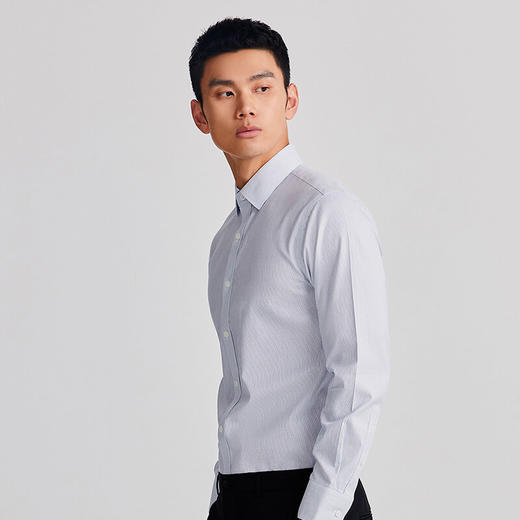 十如仕100%新疆长绒棉免烫条纹正装长袖衬衫-301-01 商品图6