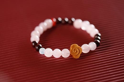 XYZT0536°昕粉 小叶紫檀水晶手链手串 商品图1