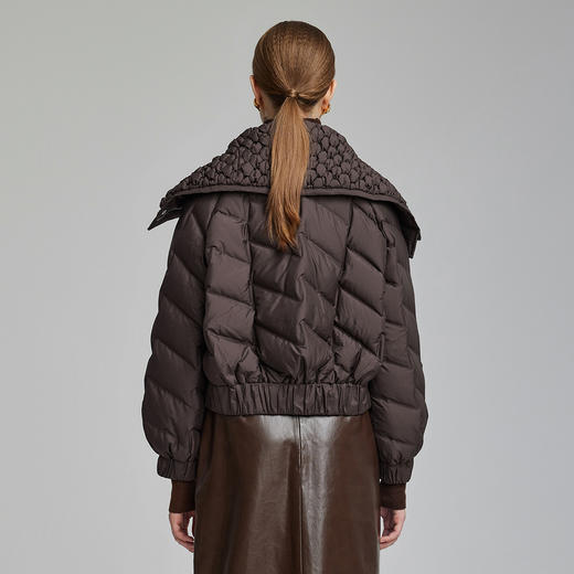 NR026斯尔丽23新款立体工艺装饰大翻领年轻减龄拉链保暖小个子羽绒服 商品图1