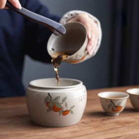 永利汇茶具草木灰建水茶洗家用陶瓷功夫茶具配件水洗笔洗茶渣复古