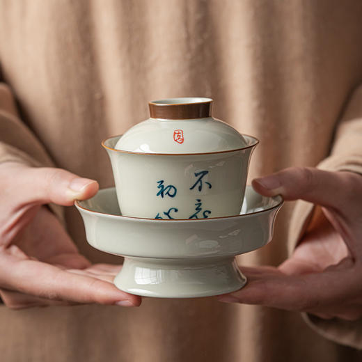 永利汇三才盖碗茶杯复古绘画单人女陶瓷功夫茶具高端带盖泡茶碗 商品图2