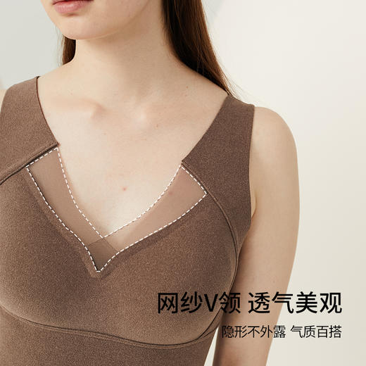 雅黛丽保暖背心带胸垫一体内搭秋冬修身显瘦打底上衣无痕双面磨毛 商品图4