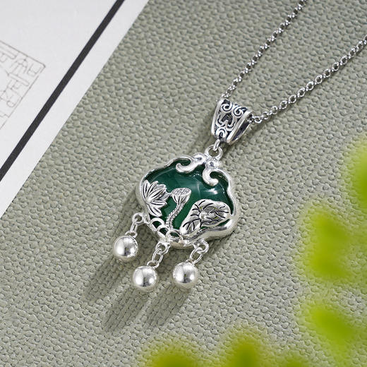子佩集S925银【天光云影】吊坠【FLB1395】（不含链）绿玉髓锁2311 商品图1