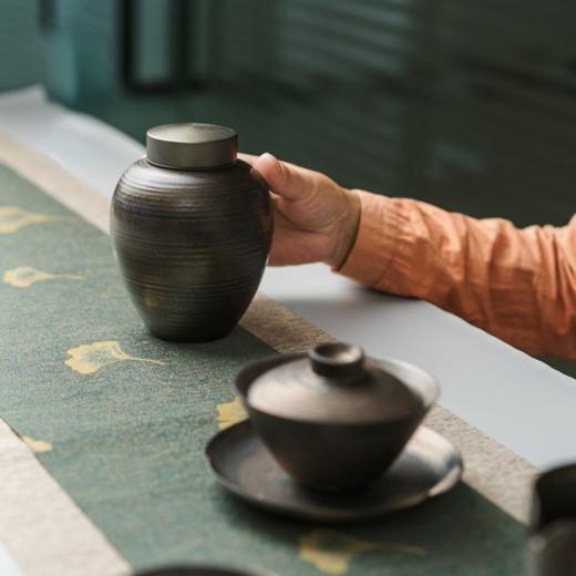永利汇鎏金釉茶叶罐密封罐大号家用防潮茶仓铝合金盖存茶罐陶瓷 商品图0