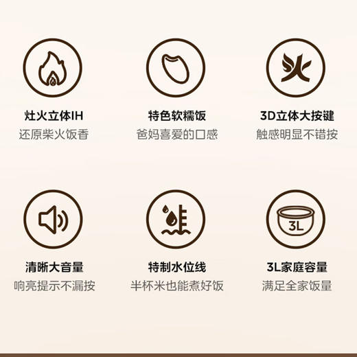 美的（Midea） 电饭煲家用智能触控3-6人家用3L智能预约多功能快煮电饭锅 立体IH大火力 线下同款 CFB3082H 商品图5