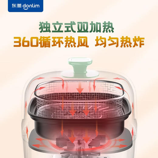 东菱（Donlim） 空气炸锅家用多功能智能无油电炸锅 电煮锅电煎锅 透明可视炸薯条机DL-7711 标配-薄荷绿 商品图7