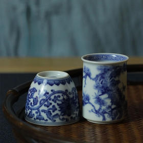 二十四器 陶瓷手绘小茶杯闻香品茗杯中式复古主人杯功夫茶具手工