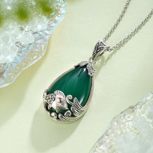 子佩集S925银【玲珑结】吊坠【FLB1298】（不含链）绿玉髓2311 商品图5