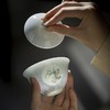 永利汇釉下彩手绘桂兔兰花盖碗薄胎不烫手陶瓷拟古泡茶碗功夫茶 商品缩略图4
