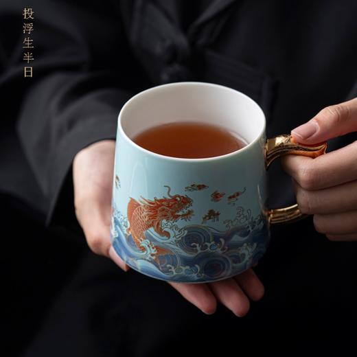 永利汇描金办公杯茶水分离带盖陶瓷茶杯过滤个人专用泡茶杯子高档绘画 商品图2