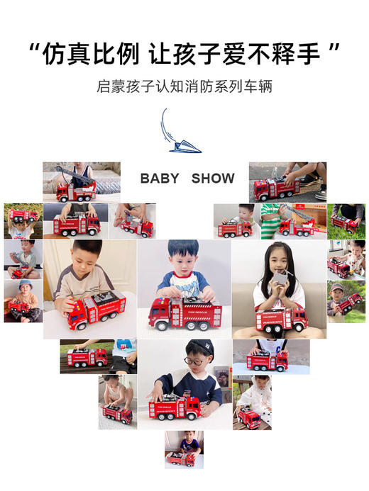 【文艺】文艺1:20会喷水能讲语言的消防车儿童大号消防车玩具可喷水早教故事机男孩唱歌惯性云梯车 商品图4