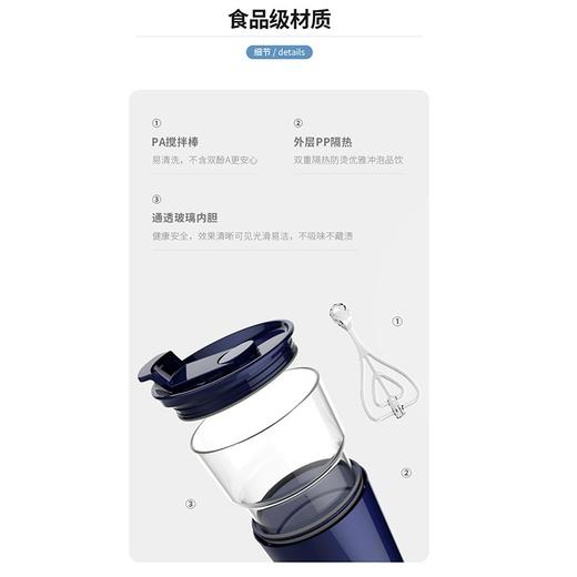 摩飞电器（Morphyrichards） 搅拌杯便携式料理机无线搅拌机奶昔冲奶果汁咖啡杯健身摇摇杯 MR9000轻奢蓝 商品图5