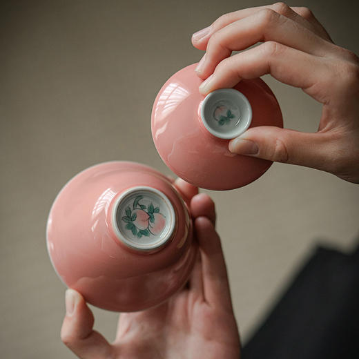 永利汇樱粉桃手绘盖碗旅行布包套装陶瓷功夫茶具主人杯日式手工简约便携 商品图3