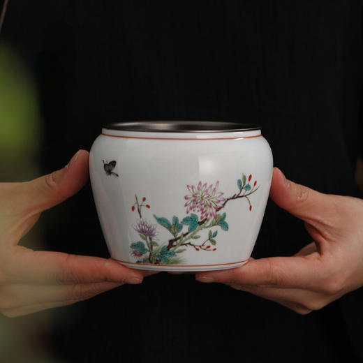 永利汇仿古建水陶瓷带盖水盂干泡茶席小茶洗茶渣斗功夫茶具配 商品图0