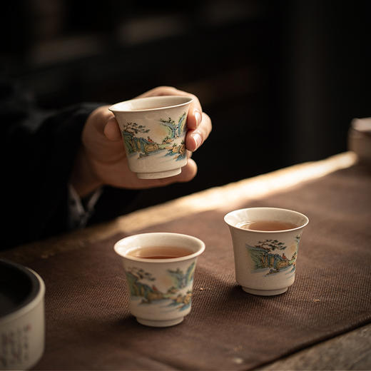永利汇草木灰彩绘功夫茶杯复古中式杯子家用主人杯单杯女品茗杯陶瓷日式 商品图4