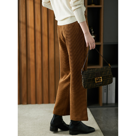 原形灯芯绒阔腿裤女2023春秋季新款韩版宽松体闲裤显瘦九分裤子