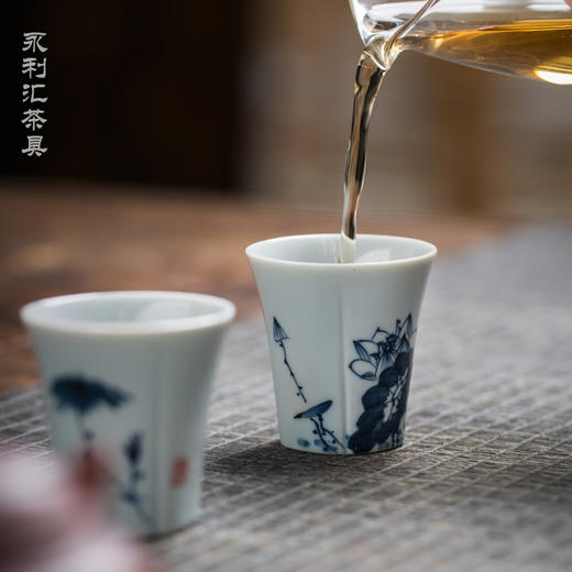 永利汇青花绘画陶瓷茶杯小号功夫茶具单个茶道品茗杯主人杯日式 商品图3