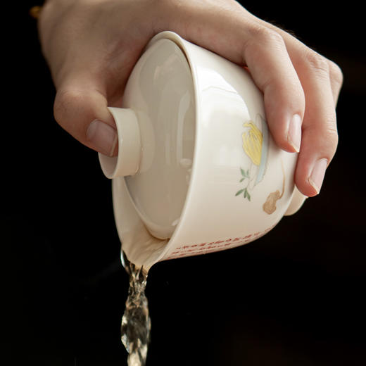 永利汇日式陶瓷盖碗家用办公不烫手敬茶碗复古简约轻奢大号敬茶杯带壶承 商品图3