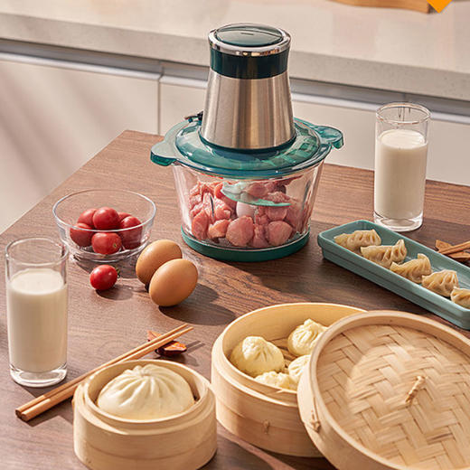 美菱 MeiLing 绞肉机家用电动不锈钢多能料理机 绞馅机碎肉打肉机切菜搅拌机辅食机 MM-DC23玻璃杯2L 商品图5