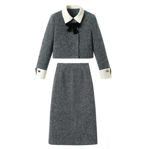 2023冬上新气质时尚小香风白鸭绒加厚保暖上衣+半身裙两件套HR-WW52209 商品图4