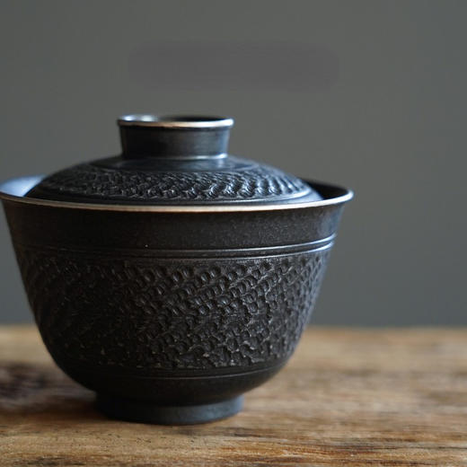 永利汇手工茶具泡茶碗黑金如意碗陶瓷三才盖碗单个大号家用日式 商品图3