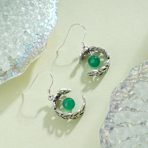 子佩集S925银【留醉舞】玉髓耳环【FLEC300】绿玉髓2311 商品图4
