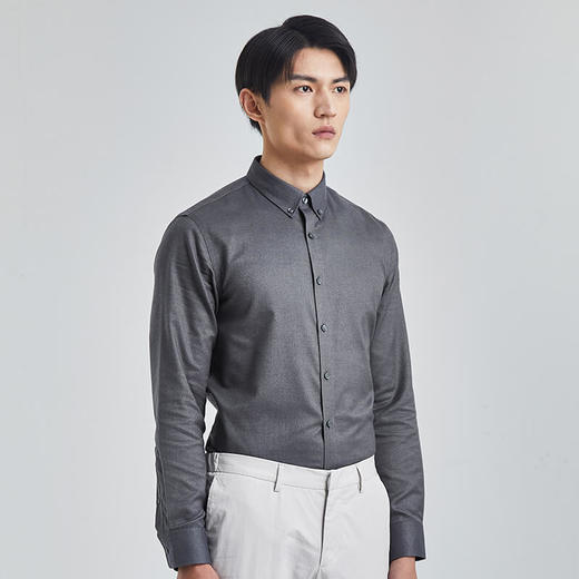 十如仕纽扣领免烫法兰绒长袖衬衫-SS01-02 商品图1
