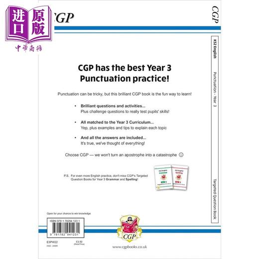 【中商原版】英国原版CGP教辅 New KS2 English Year 3 Punctuation Targeted Question Book 英语3年级标点符号针对性问题书 商品图4