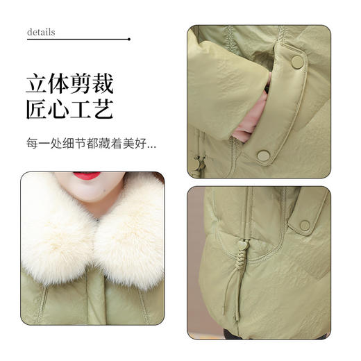 时尚皮羽绒服狐狸毛领，中长款保暖羽绒服QYM-YM-B9806-Y 商品图3