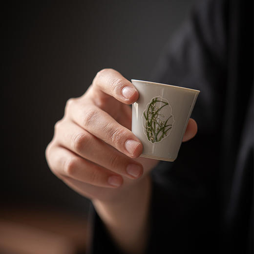 永利汇复古青釉彩绘窗兰中式陶瓷小茶杯家用小号仿古单杯品茗杯 商品图1
