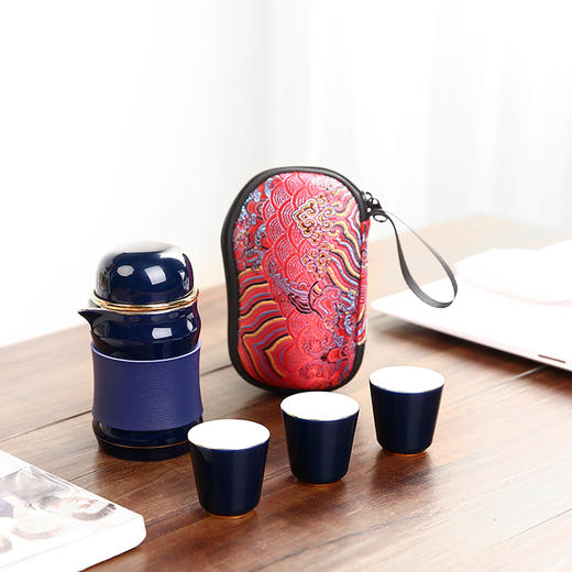 永利汇茶具茶水分离旅行便携茶具小巧实用皮革防烫水杯户外过滤 商品图3