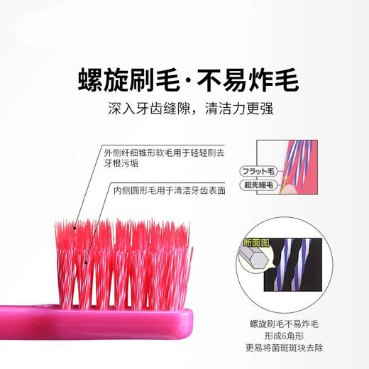【马泷专属】（3支38元） CI 日本进口炫彩牙刷双层螺旋小头软毛深层清洁护牙龈不炸毛 商品图2
