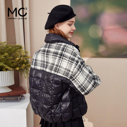 mc2黑色立领小香风撞色短款羽绒外套女装2023冬装新款时尚面包服 商品图2