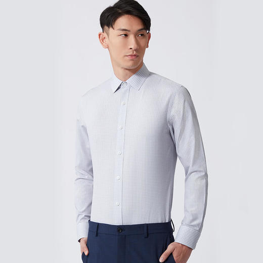 十如仕100%新疆长绒棉免烫府绸花色正装长袖衬衫-301-04 商品图3