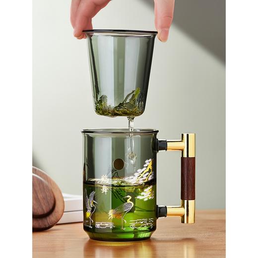 永利汇玻璃泡茶杯耐高温带把茶水分离办公室个人花茶杯家用杯子 商品图1