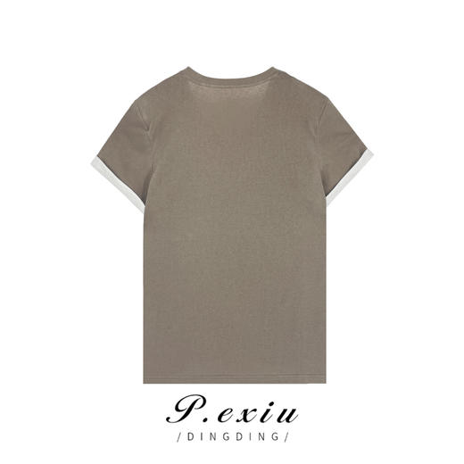 01-1 潘依绣丁丁宠粉夏季V领纯色休闲舒适百搭显瘦短袖T恤 W-61321 商品图1