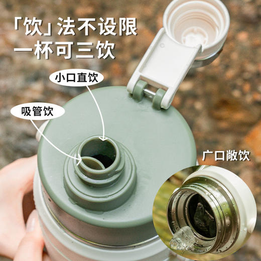 「1900ML大容量！三色可选」保温大容量颜值316不锈钢一杯三饮户外便携大容量运动餐饮用具 商品图2