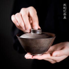 永利汇三才盖碗单个日式泡茶碗大号柴窑功夫茶具景德镇陶瓷手工