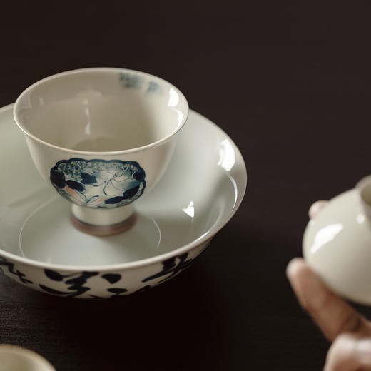 永利汇无落手绘开窗兰花盖碗复古秘釉泡茶碗手工陶瓷茶碗茶杯茶具 商品图3