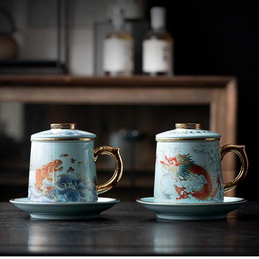 永利汇描金办公杯茶水分离带盖陶瓷茶杯过滤个人专用泡茶杯子高档绘画 商品图0