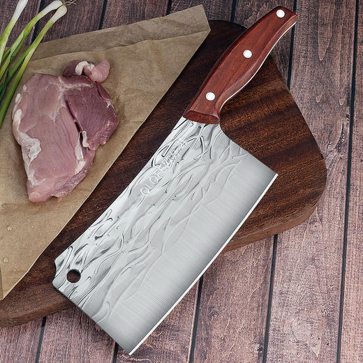 【官方正品保证】	欧乐菲老关东不锈钢锻打水波锤纹利锋砍骨片刀两件套-OLOD-DZ 商品图8