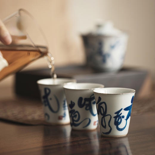 永利汇手工描银杯个人日式青花薄胎品茗杯单个茶道杯子功夫茶具 商品图3