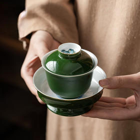 永利汇三才盖碗家用套装陶瓷茶杯绘画单个女功夫壶承茶具泡茶碗