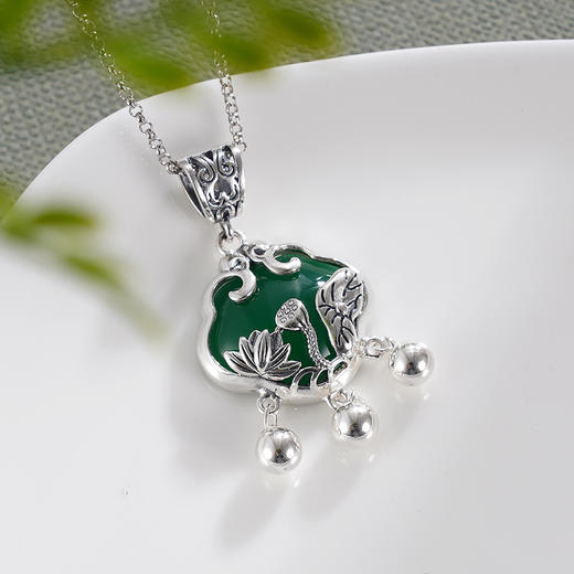子佩集S925银【天光云影】吊坠【FLB1395】（不含链）绿玉髓锁2311 商品图2
