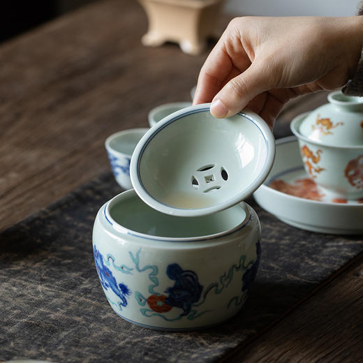 永利汇仿古青花建水陶瓷茶道配件茶洗小水洗干泡茶席废水缸茶海 商品图3